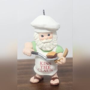 Vintage Hallmark 1988 Kiss The Claus Keepsake Christmas Ornament Barbeque Santa